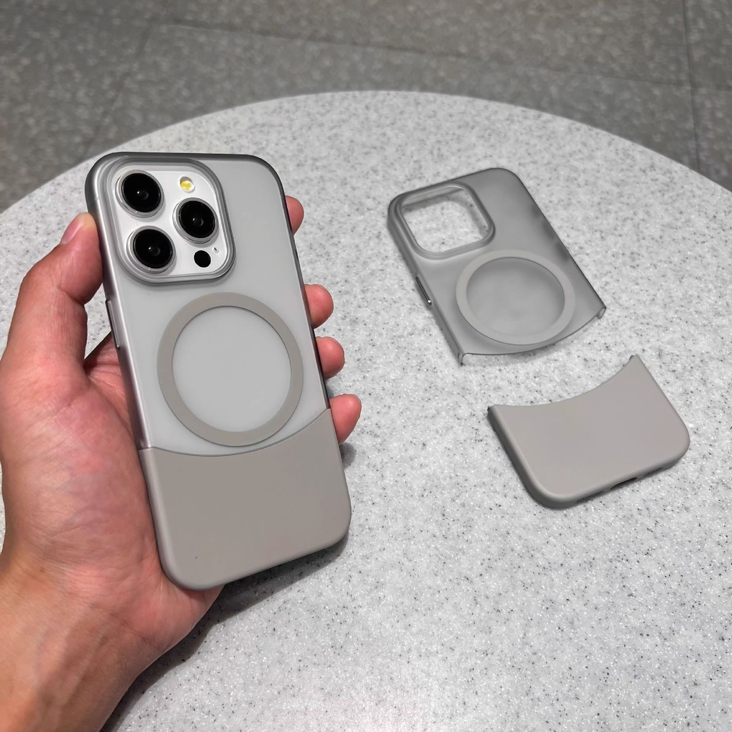 Skin-feeling Magnetic iPhone Case, Color: Grey, Models: iPhone 16promax