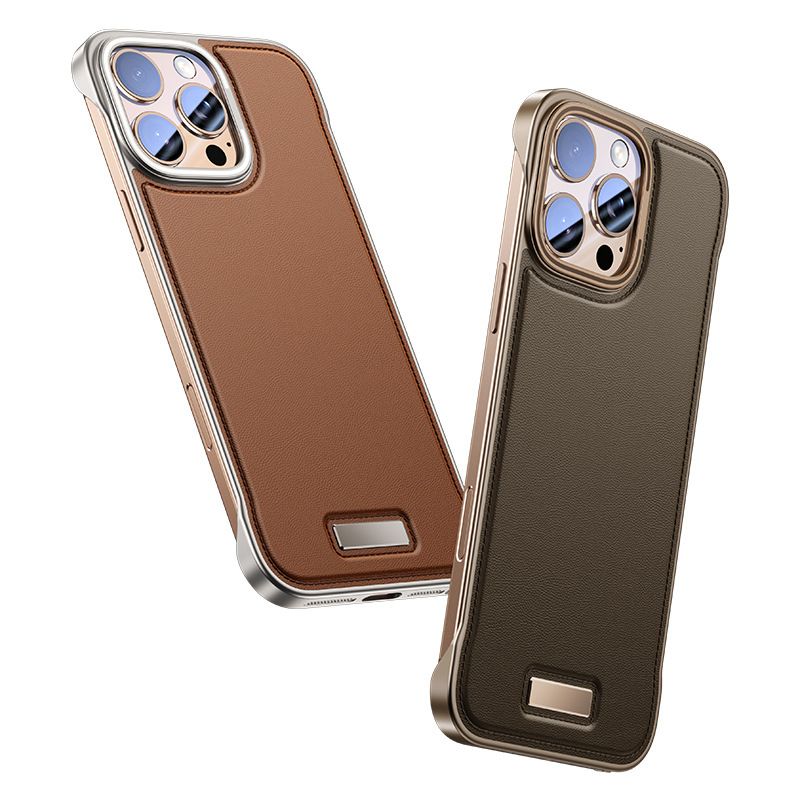 Luxury Matte Leather Frameless Phone Case For iPhone