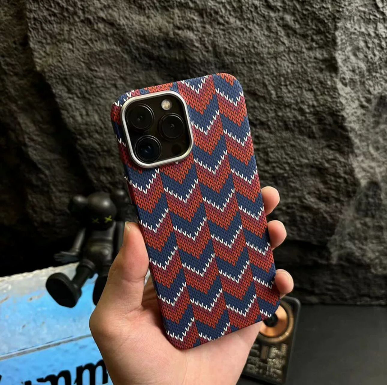 Kevlar Luminous Magnetic Embossed Woven Pattern iPhone case, Color: J244, Model: Iphone16promax