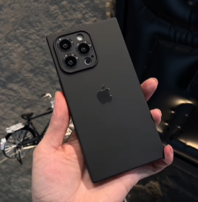 Square Design Liquid Silicone Soft iPhone Case [Logo Optional], Model: iPhone 14 Pro Max, Color: Black