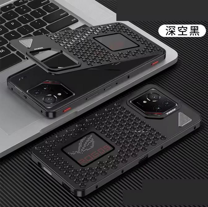 Luxury Metal Cooling Hollow Aluminum Phone Case For ROG Phone, Color: Black, Model: Asus rog8/8pro