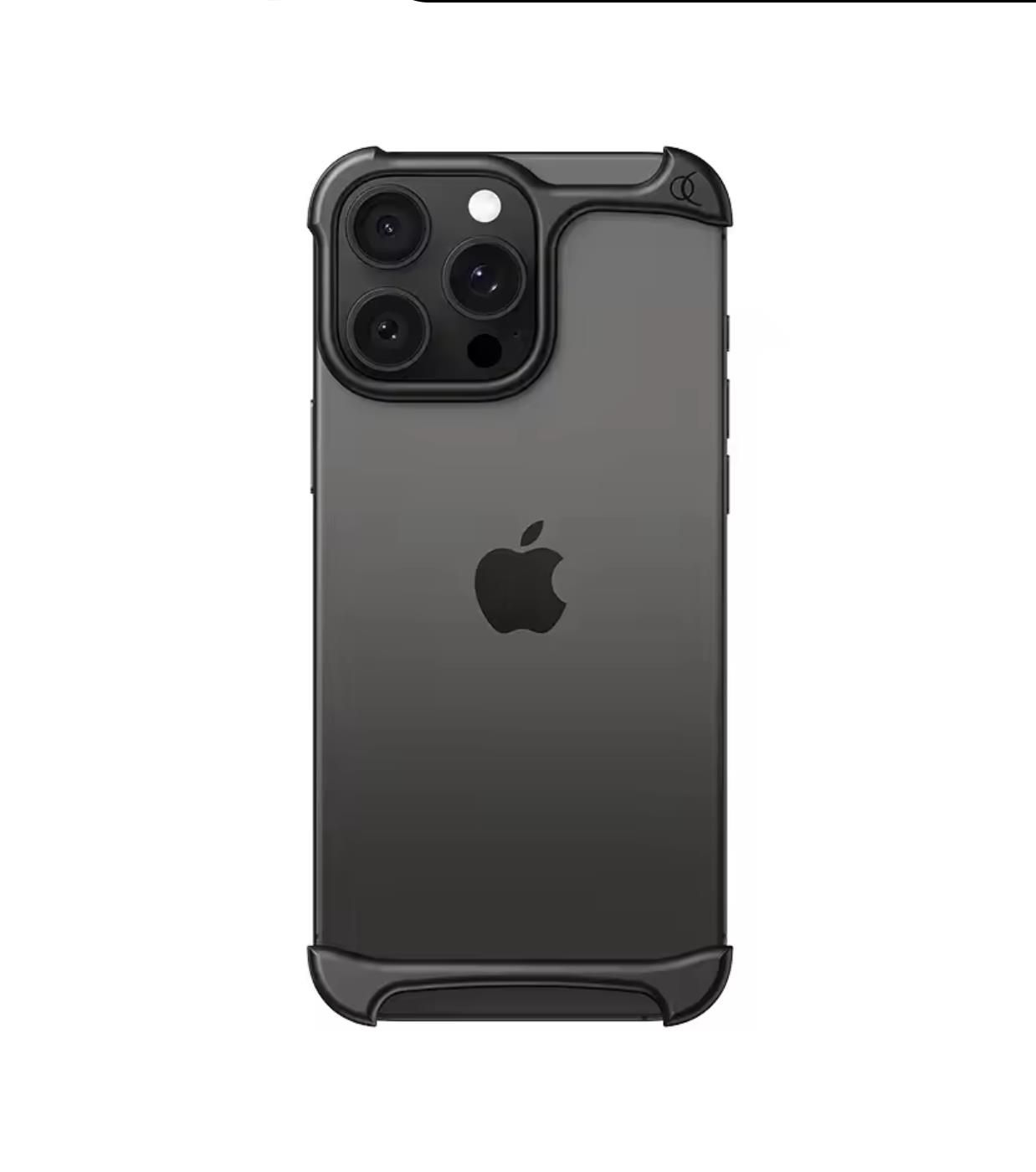 New Model Special-shaped Zinc Alloy High-end Bare Metal Feel Anti-fall Protective iPhone Case, Color: Matte Black, Model: iphone16pro