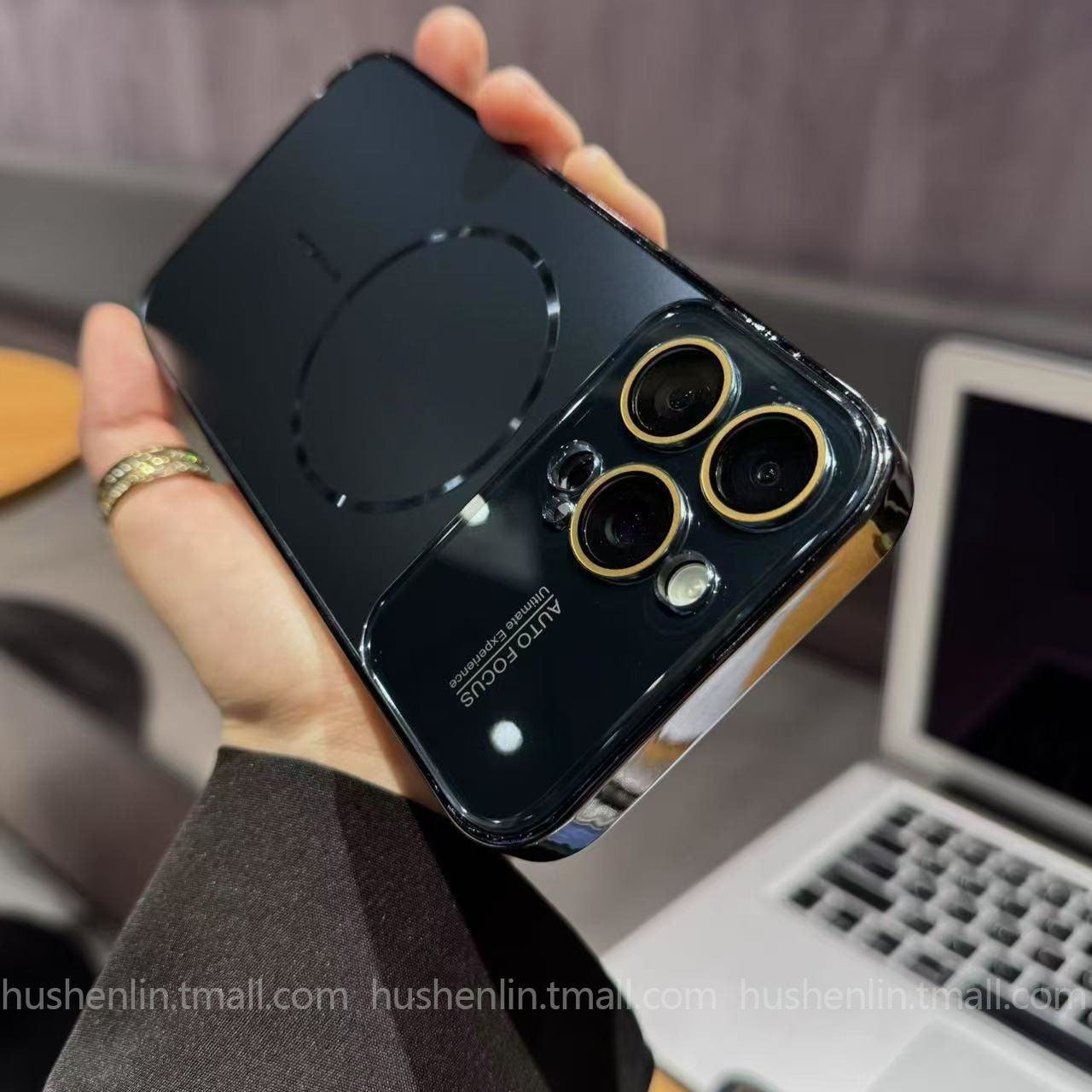iPhone 17/16/15/14 Large Window High-end Magnetic Protective Glasses Case, Color: Graphite Black, Model: iPhone 17 Promax