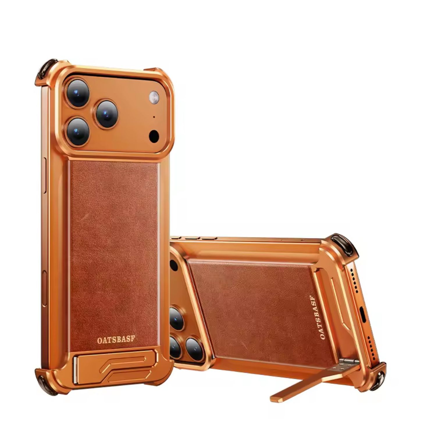 One-grain Leather Magnetic iPhone Case, Color: Orange, Model: Apple 17promax
