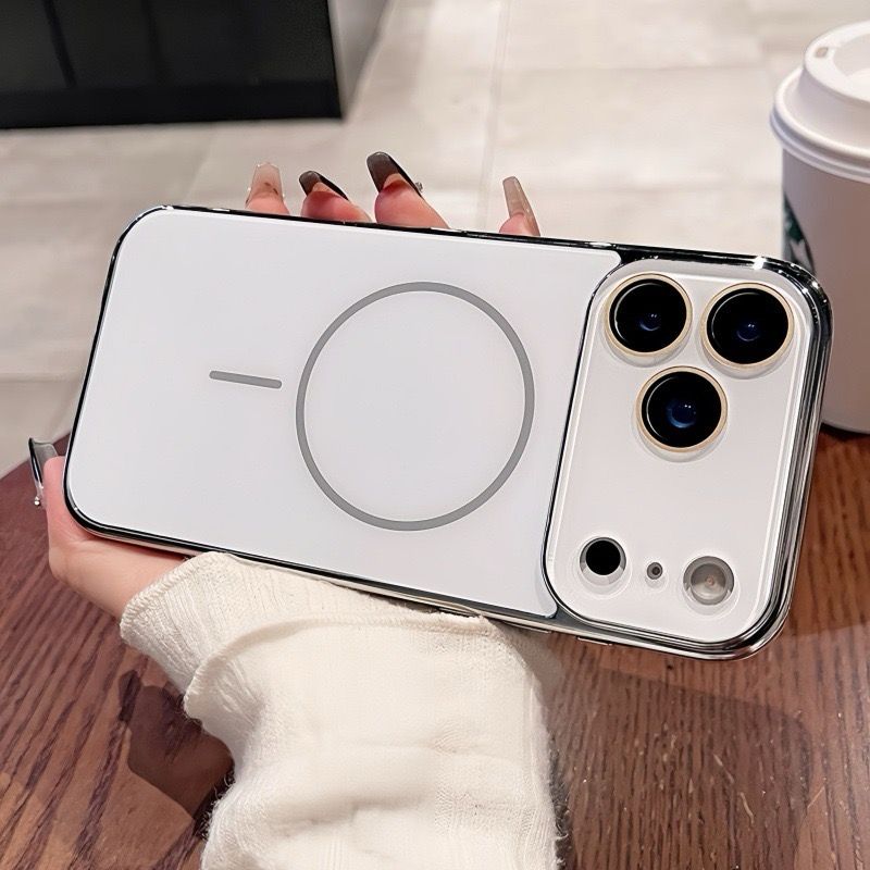 AG Frosted Fine Ring Magnetic Suction iPhone Case, Model: iPhone 17 Pro Max, Color: White