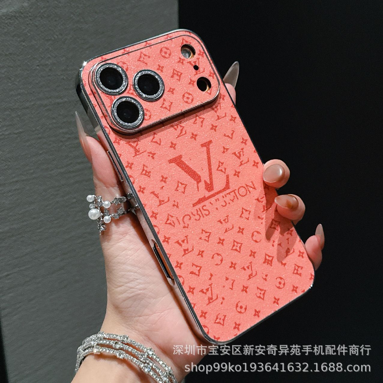 Glitter Powder iPhone Case, Color: Glitter lens film-rose color, Models: 17Promax