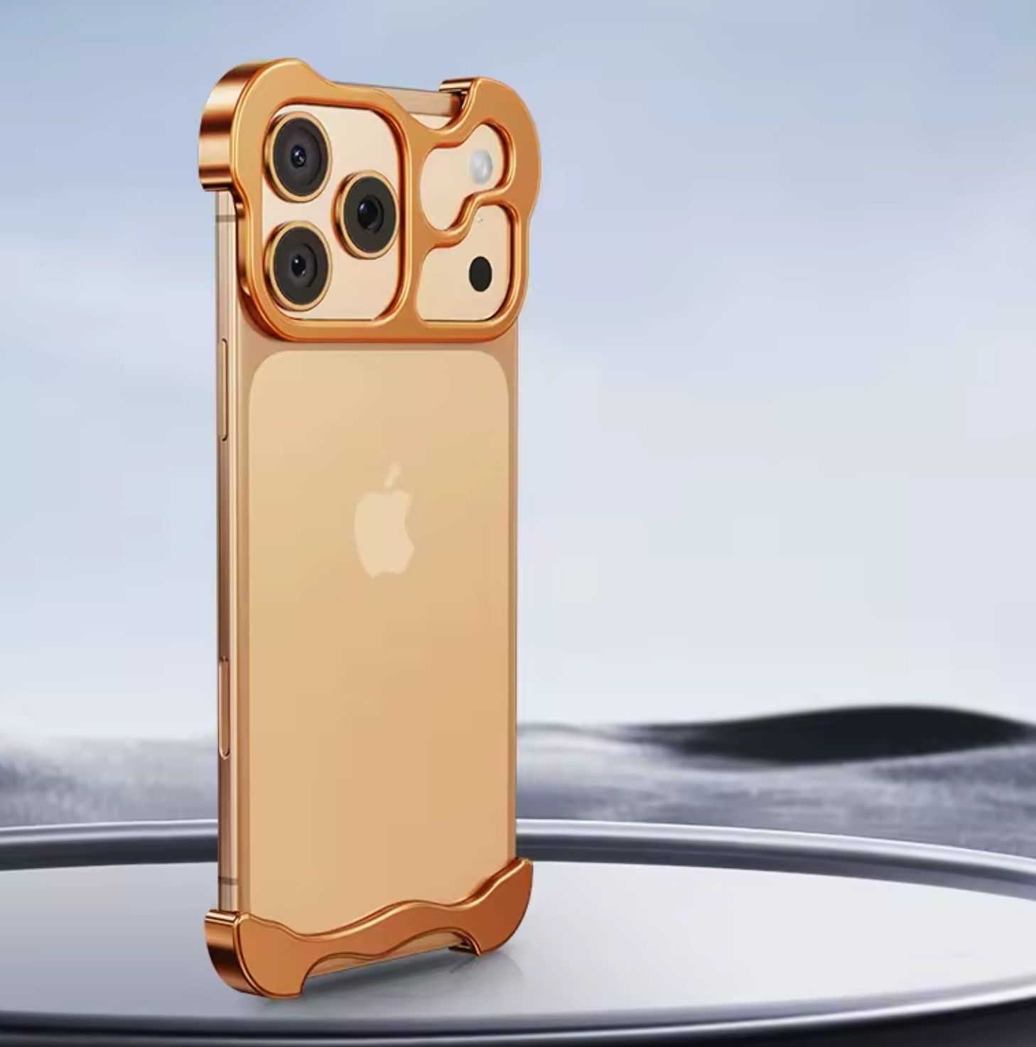 Special-shaped Zinc Alloy High-end Bare Metal Feel Anti-fall Protective iPhone Case, Model: iPhone 17 Pro Max, Color: Orange