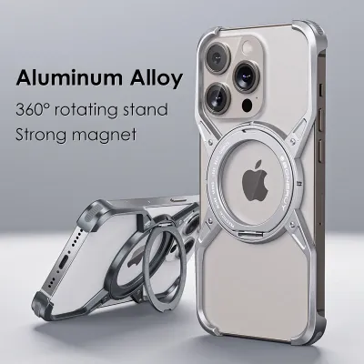 Aluminum Alloy 360° Rotation Stand Rimless iPhone Case
