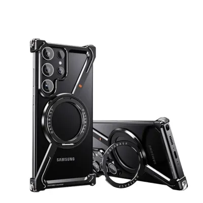 Z Shape Aluminum Alloy Rimless Magnetic Phone Case For Samsung Galaxy S24 S24Plus S24Ultra