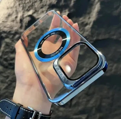 (3-IN-1) Hidden kickstand, MagSafe &amp; lens protector clear iPhone Case