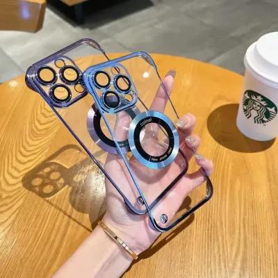 Heat dissipation frameless MagSafe electroplating dust-proof net iPhone Case