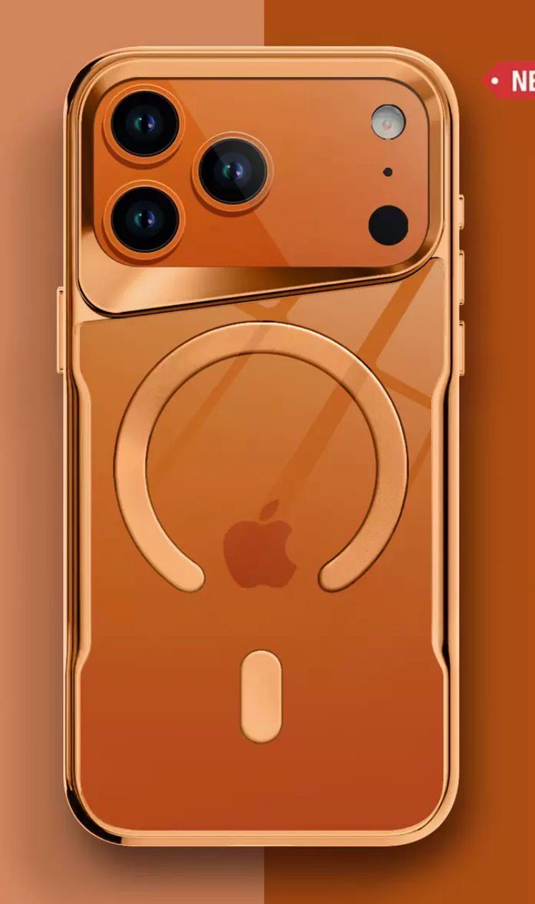Transparent Armor thin Waist Four Corners Anti-fall iPhone Case, Model: iPhone 17 Pro Max, Color: Orange