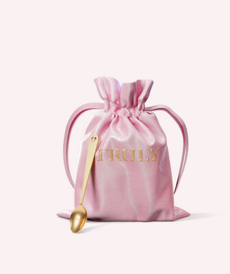 TRULY
 - Mini Gold Spoon + Satin Pouch | Pink