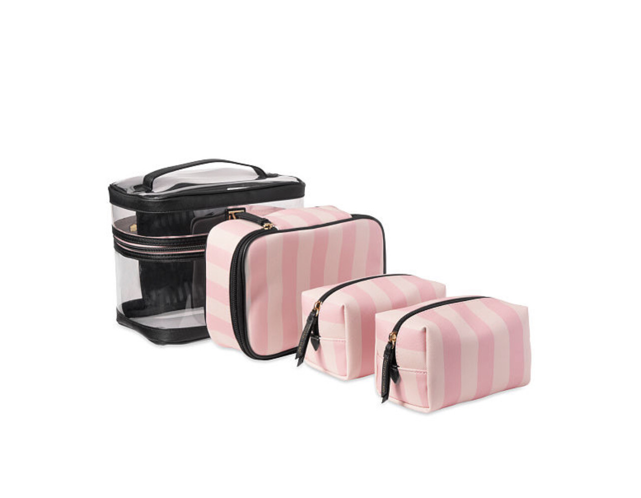 Victoria's Secret 4-Piece Makeup Bag Iconic Stripe