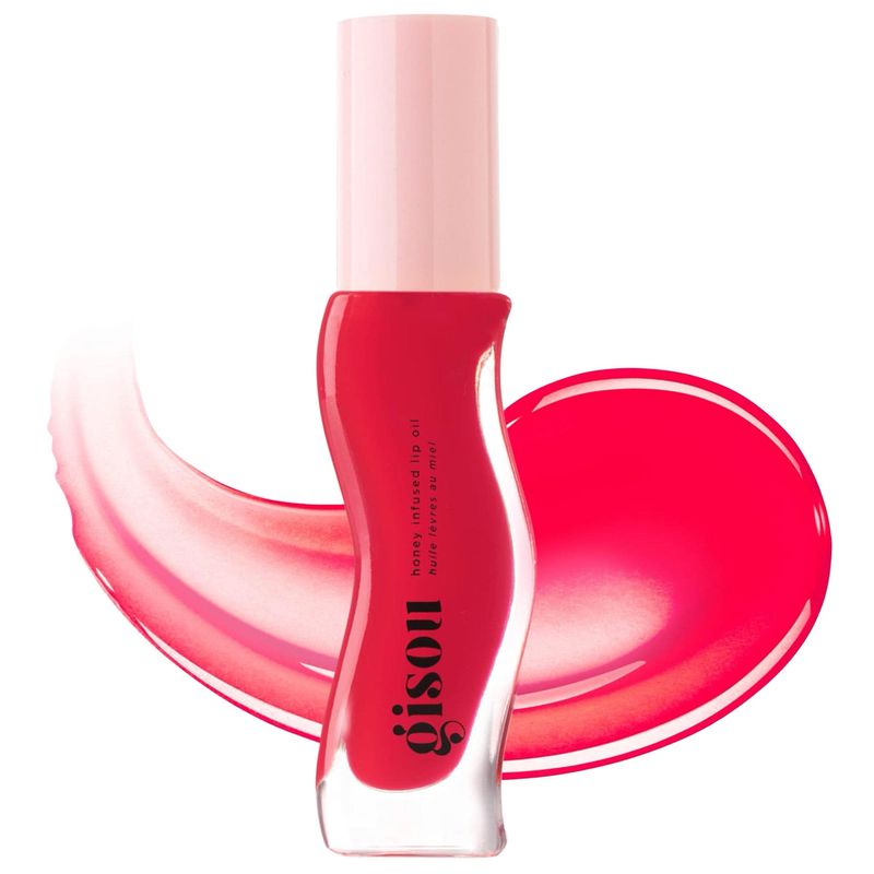Gisou - Honey Infused Hydrating Lip Oil | Strawberry Sorbet - Sheer Pinky Red