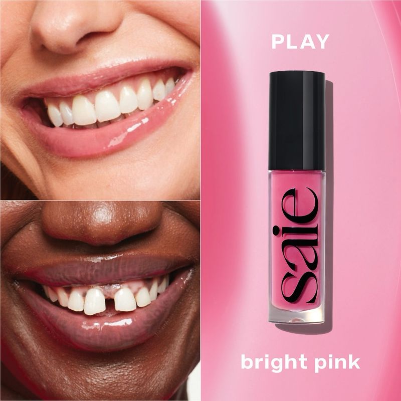 Saie - Glossybounce™ High-Shine Hydrating Lip Gloss Oil | Play - bright pink