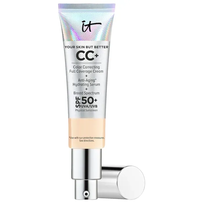 IT Cosmetics - CC+ Cream Full Coverage Color Correcting Foundation with SPF 50+ | Light - taupe shade with warm undertones