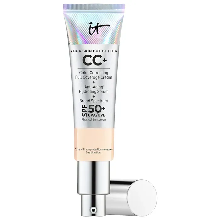 IT Cosmetics - CC+ Cream Full Coverage Color Correcting Foundation with SPF 50+ | Fair Light - ivory pink shade with cool undertones