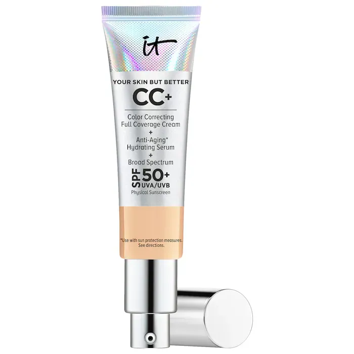 IT Cosmetics - CC+ Cream Full Coverage Color Correcting Foundation with SPF 50+ | Medium - soft beige shade with warm undertones