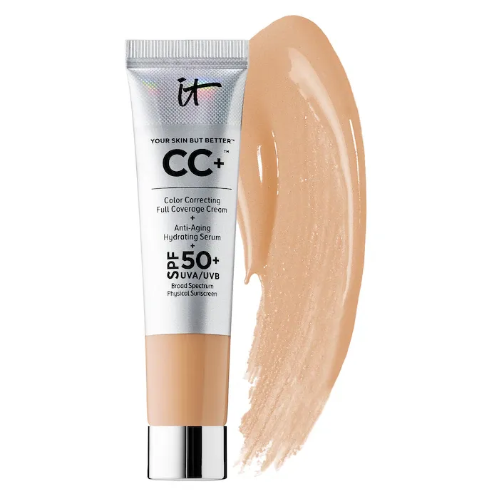 IT Cosmetics - Mini CC+ Cream Full Coverage Color Correcting Foundation with SPF 50+ | Medium - soft beige shade with warm undertones