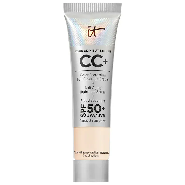 IT Cosmetics - Mini CC+ Cream Full Coverage Color Correcting Foundation with SPF 50+ | Fair Light - ivory pink shade with cool undertones