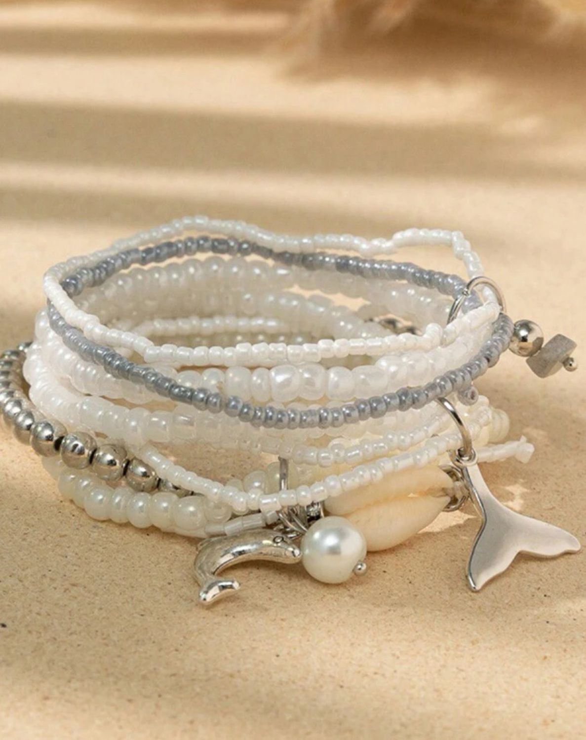 Bohemian Bracelet Set - White/Grey