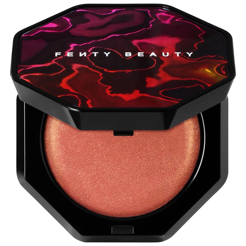 Fenty Beauty - Hot Cheeks Velour Blushlighter | Bak&#39;D Peach - deep pink orange with pink and gold pearls