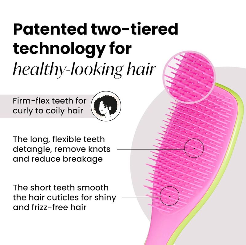 Tangle Teezer - Detangling Hairbrush for Curly Coily Hair | Lime / Pink 