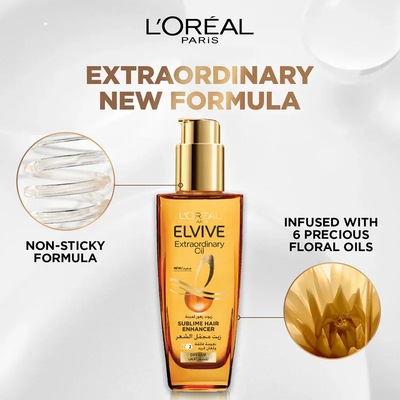 L'ORÉAL PARIS ELVIVE - Extraordinary Hair Oil Treatment Non-Sticky Serum For Dry Hair | 100 mL