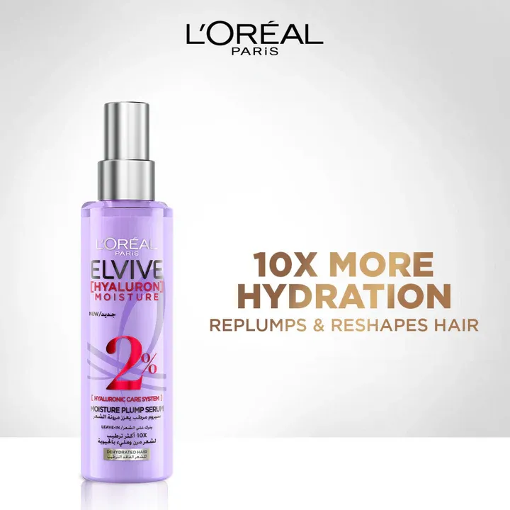 L'ORÉAL PARIS ELVIVE - Hyaluron Plump 2% Moisture Plump Serum with Hyaluronic Acid For Dehydrated Hair | 150 mL