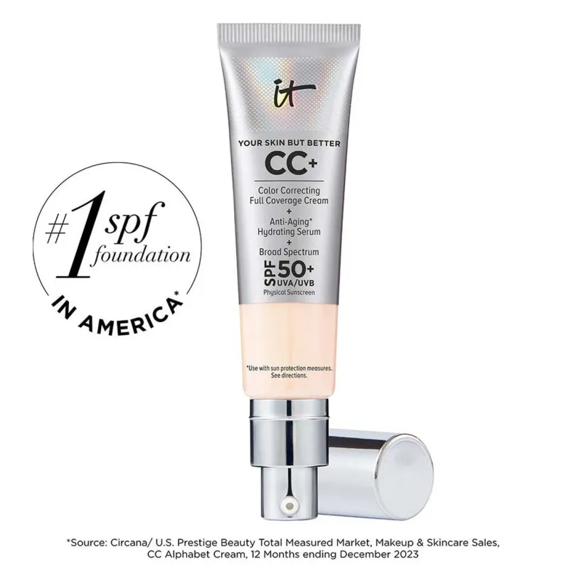 IT Cosmetics - CC+ Cream Full Coverage Color Correcting Foundation with SPF 50+ | Fair Beige