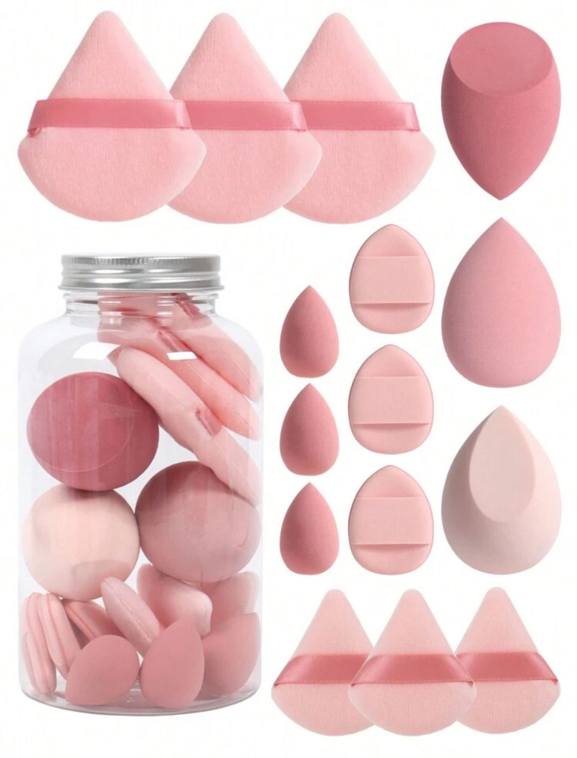 Makeup Sponge Beauty Blender Set (15 pcs) - Pink