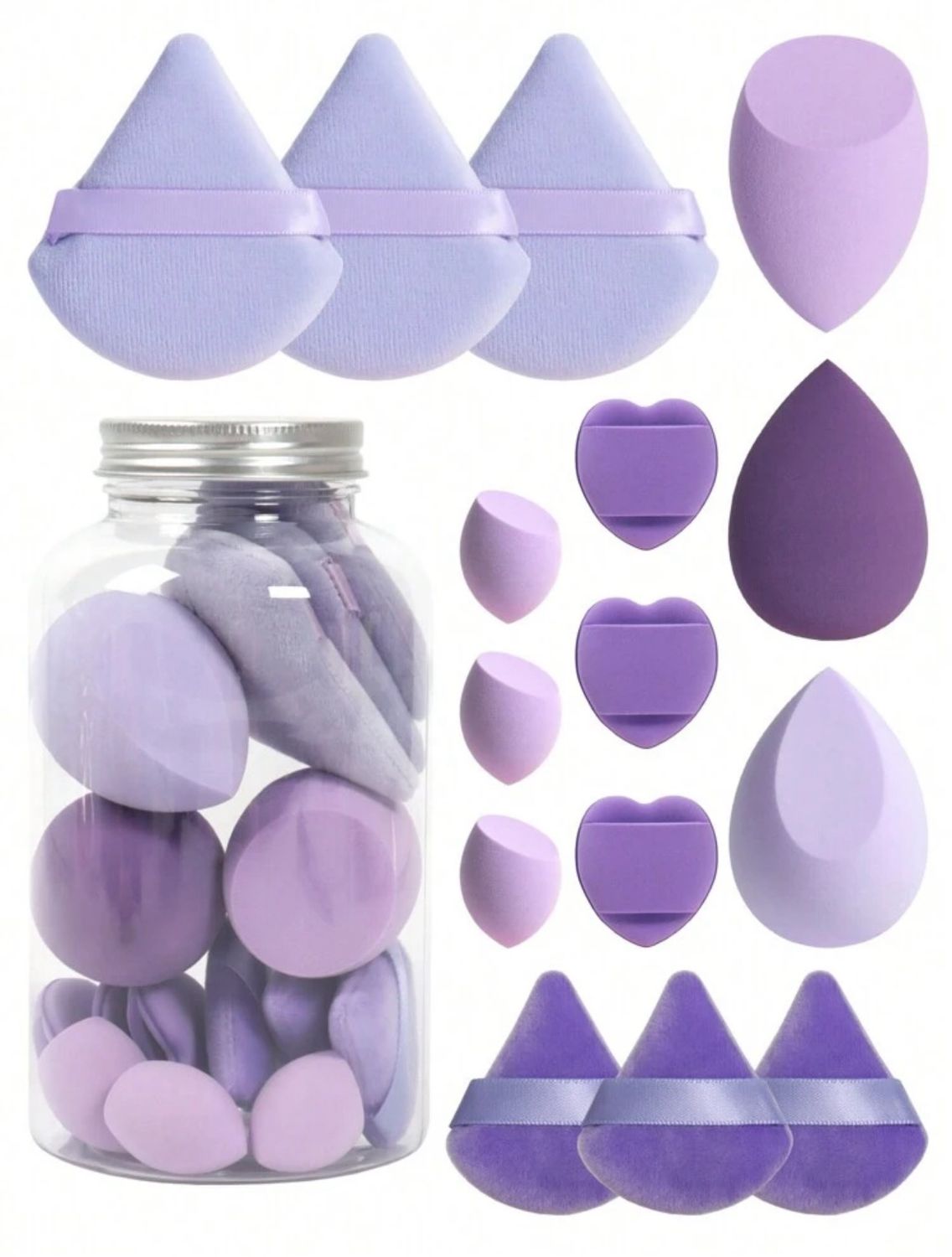 Makeup Sponge Beauty Blender Set (15 pcs) - Purple