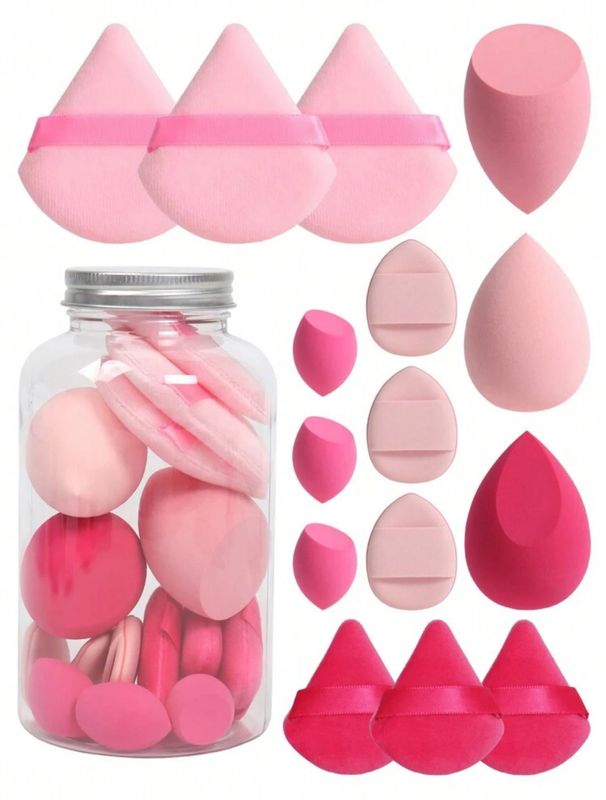 Makeup Sponge Beauty Blender Set (15 pcs) - Hot Pink