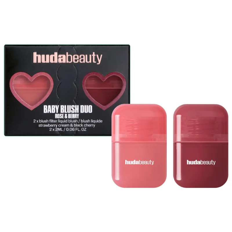 Huda Beauty - Baby Blush Duo Set | Strawberry Cream and Black Cherry - dusty rose / burnt berry