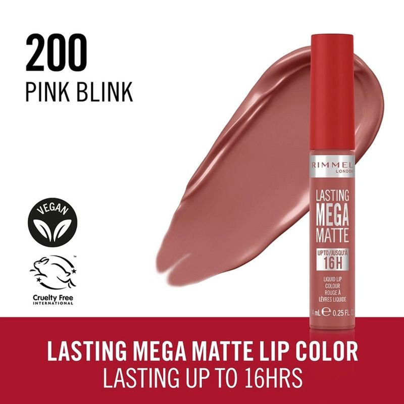 RIMMEL - Mega Matte Liquid Lip Colour | 200 Pink Blink