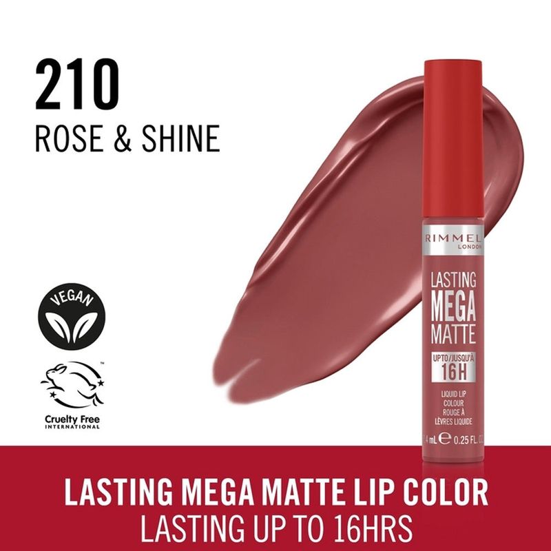 RIMMEL - Lasting Mega Matte Liquid Colour | 210 Rose &amp; Shine