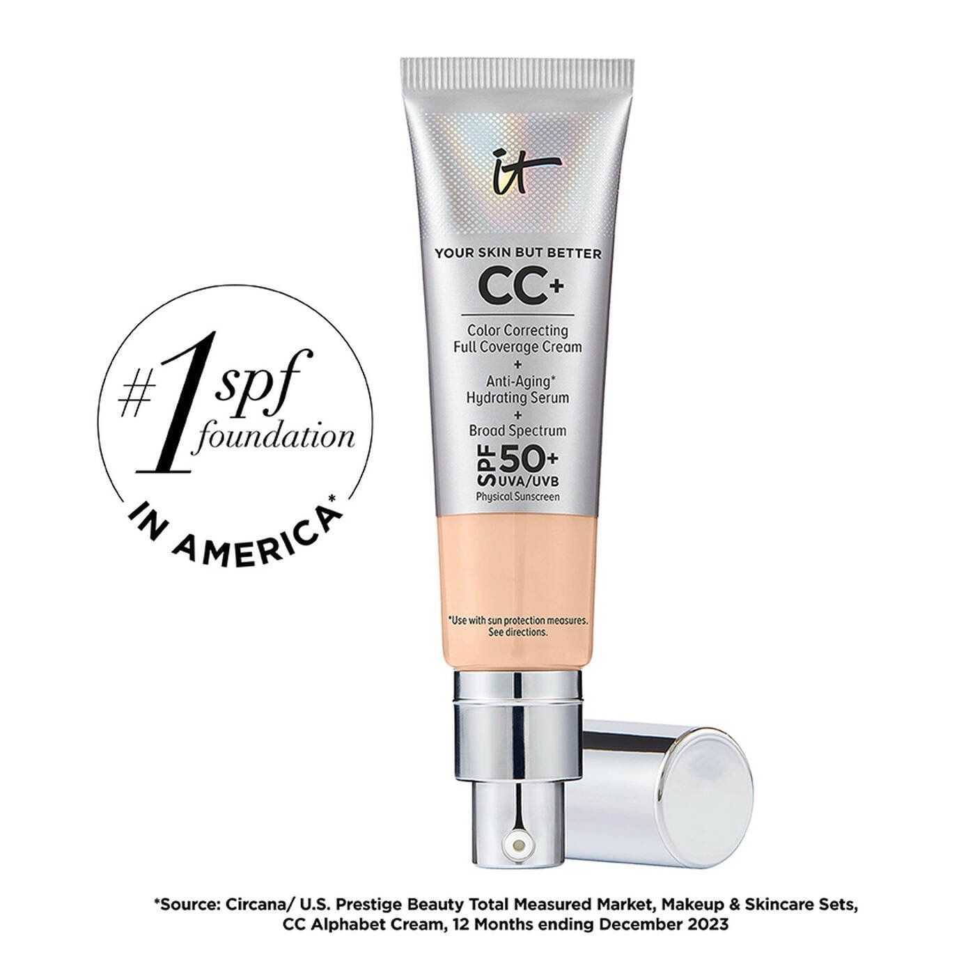 IT Cosmetics - CC+ Cream Full Coverage Color Correcting Foundation with SPF 50+ | Light Neutral - light with neutral undertones