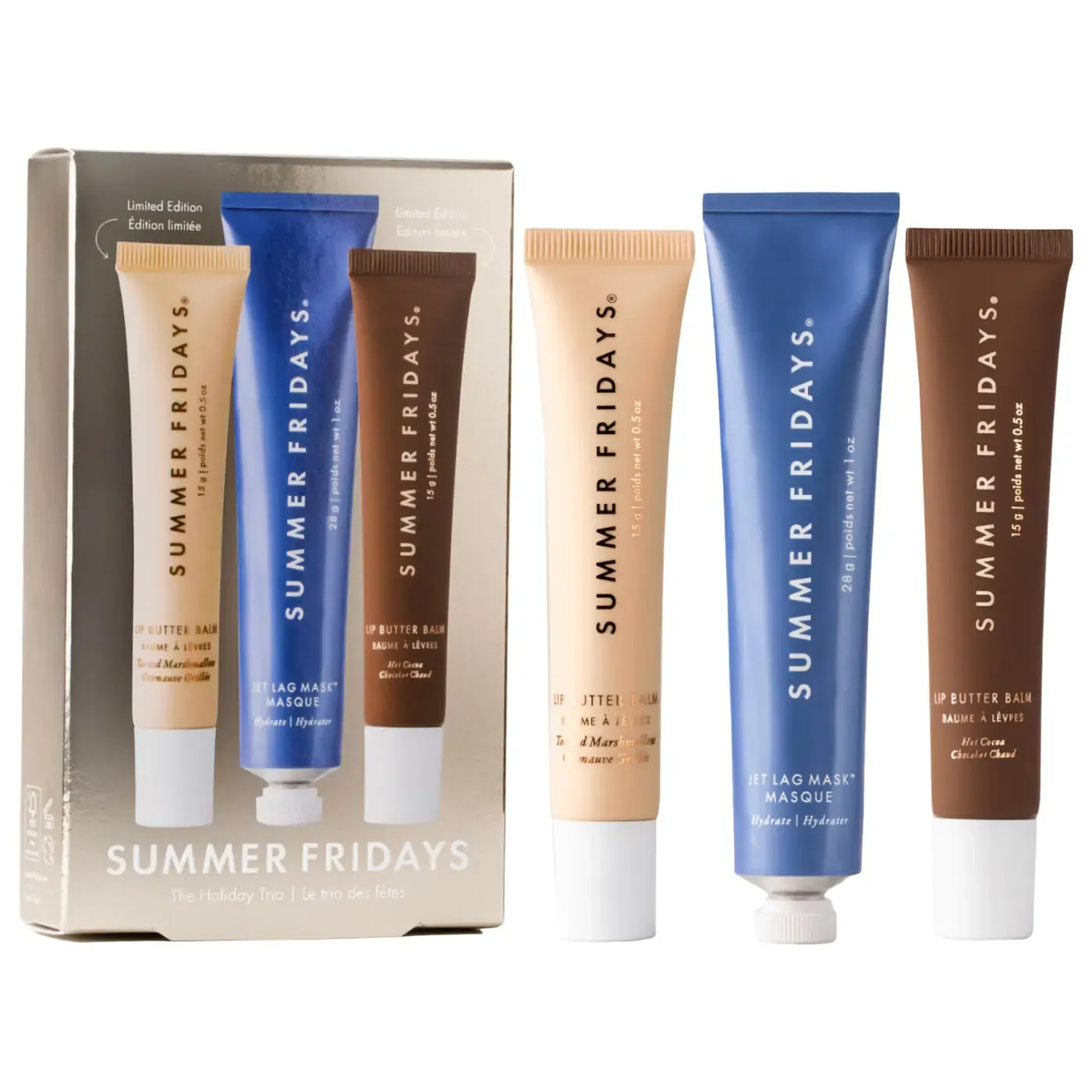 Summer Fridays - The Holiday Trio Set with Lip Butter Balm in Hot Cocoa &amp; Toasted Marshmallow