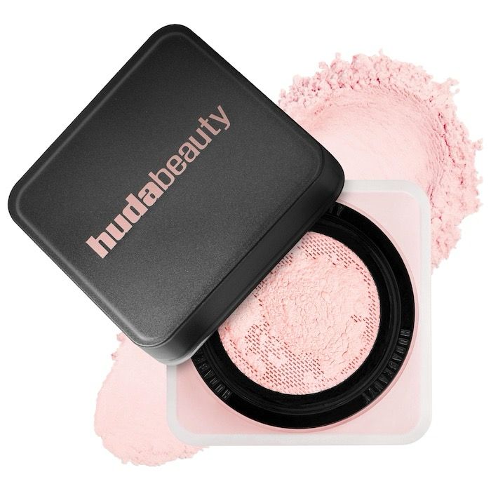 Huda Beauty - Easy Bake Loose Setting Powder | Cherry Blossom Cake -sheer soft pink. brighten and disguise under-eye darkness