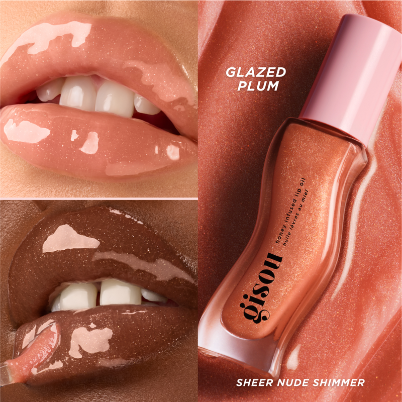 Gisou - Honey Infused Hydrating Lip Oil | Glazed Plum - sheer nude shimmer