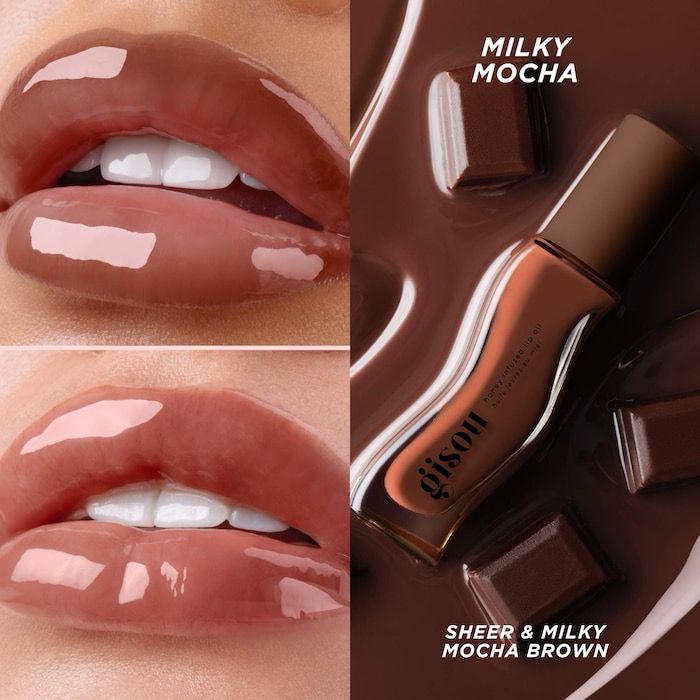 Gisou - Honey Infused Hydrating Lip Oil | Milky Mocha - milky mocha brown
