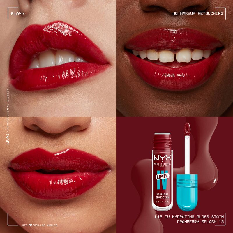 NYX - Lip I.V. Hydrating Lip Gloss Stain | 13 Cranberry Splash