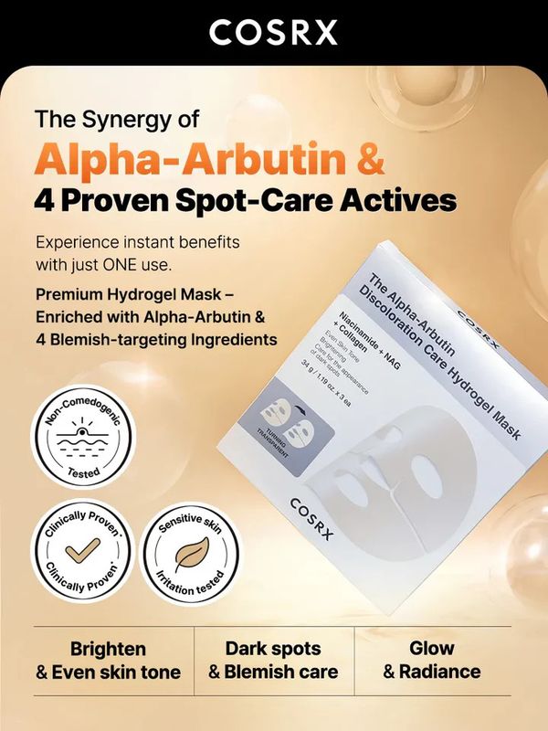 COSRX - The Alpha-Arbutin Discoloration Care Hydrogel Face Mask | 3EA