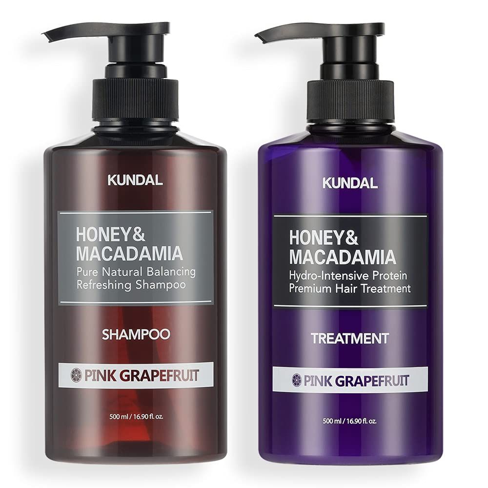 KUNDAL - Honey &amp; Macadamia Shampoo 500 mL + Protein Treatment 50 mL l SET Pink Grapefruit