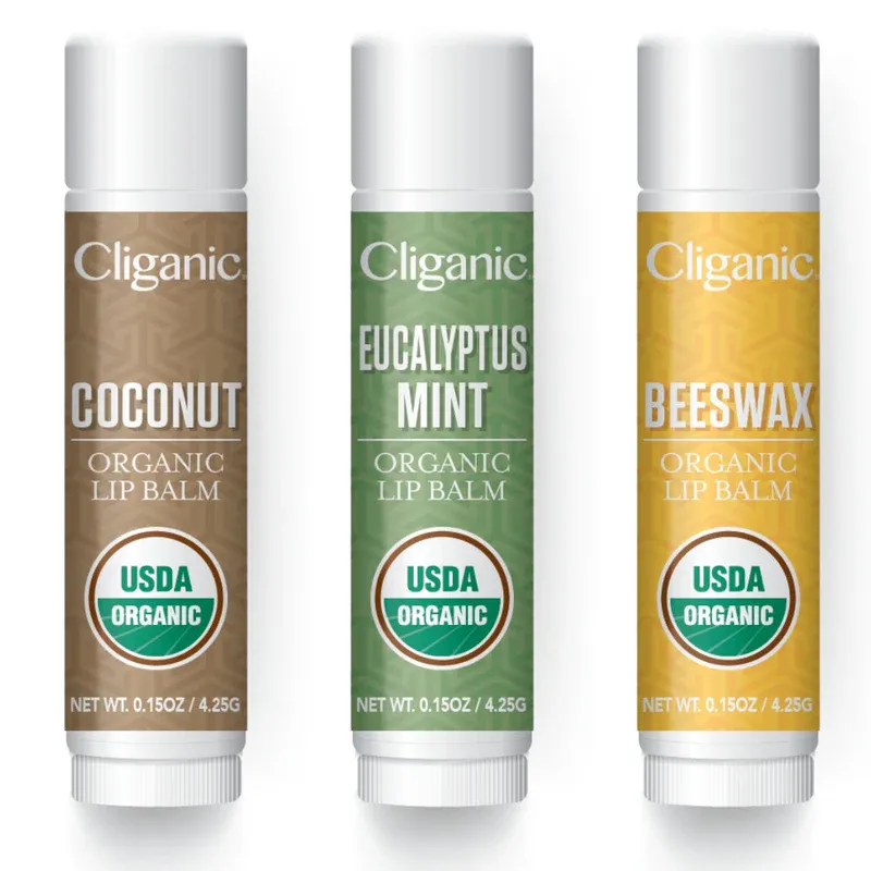 CLIGANIC - Organic Lip Balm Set, 3 Flavors