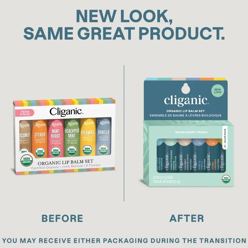 CLIGANIC - Organic Lip Balm Set | 6 Flavors