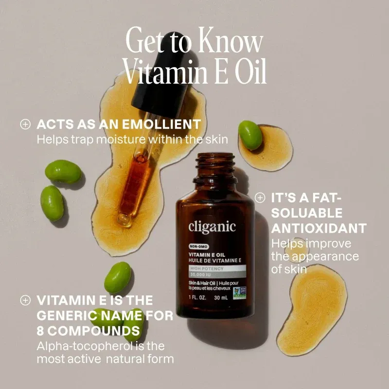 CLIGANIC - Pure Non-GMO Vitamin E Oil | 30 mL