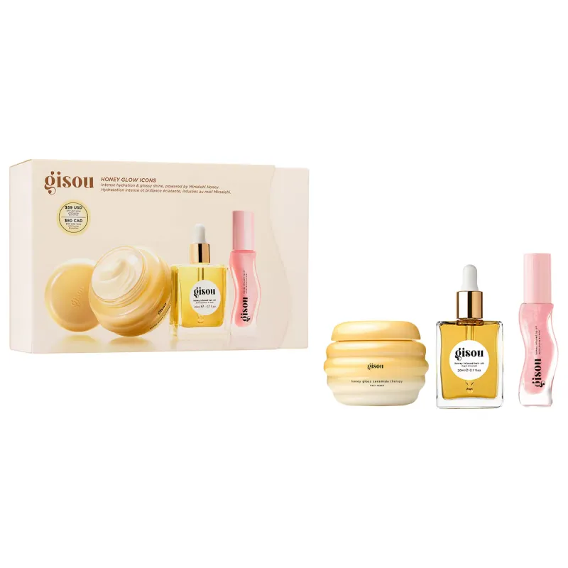 Gisou - Honey Glow Icons Hair &amp; Lip Set (3 pcs)