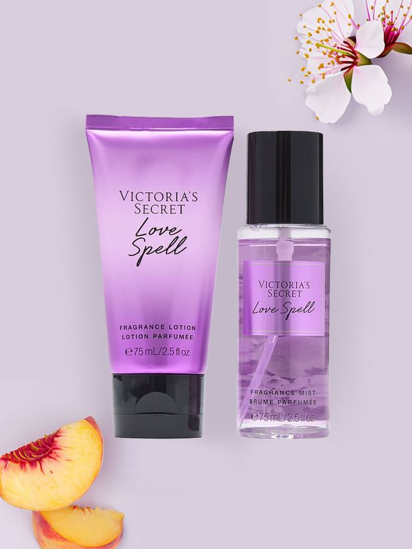 Victoria's Secret - Love Spell Mini Fragrance Duo Gift Set | Notes Peach and red apple